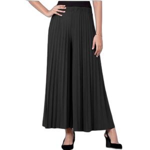 VTG N.R.1 Women's Black Sheer Pleated Very Wide Leg Palazzo Pants Size 14